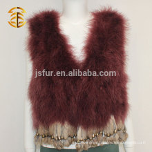 2015 Lady's lovely turkey feather vest with tassel